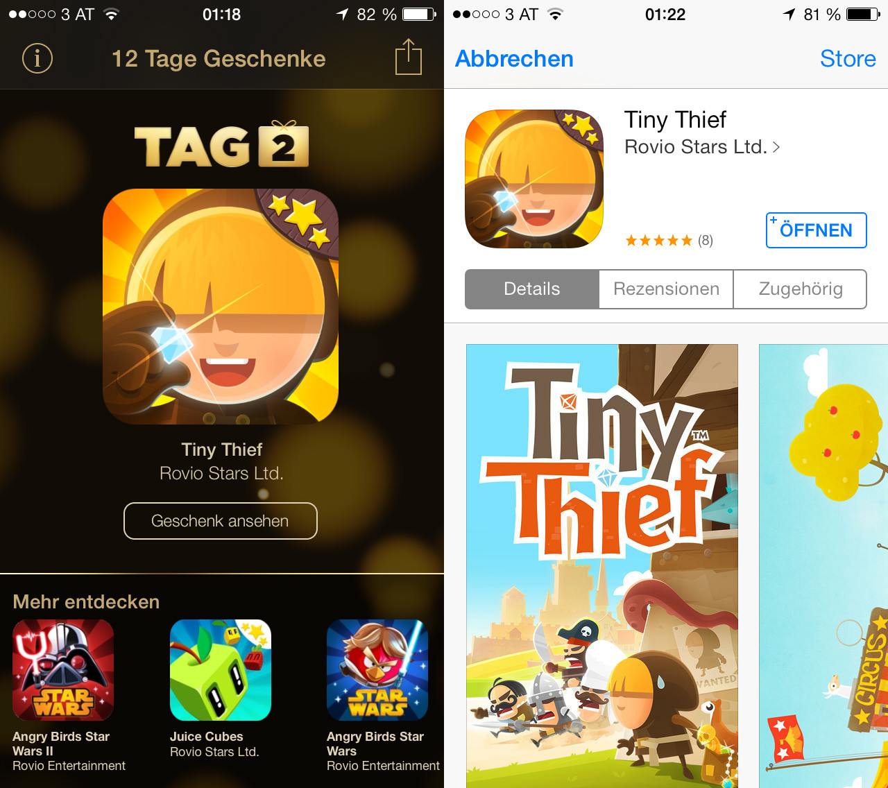 12 Tage Geschenke App
 12 Tage Geschenke Tag 02 Tiny Thief in Österreich