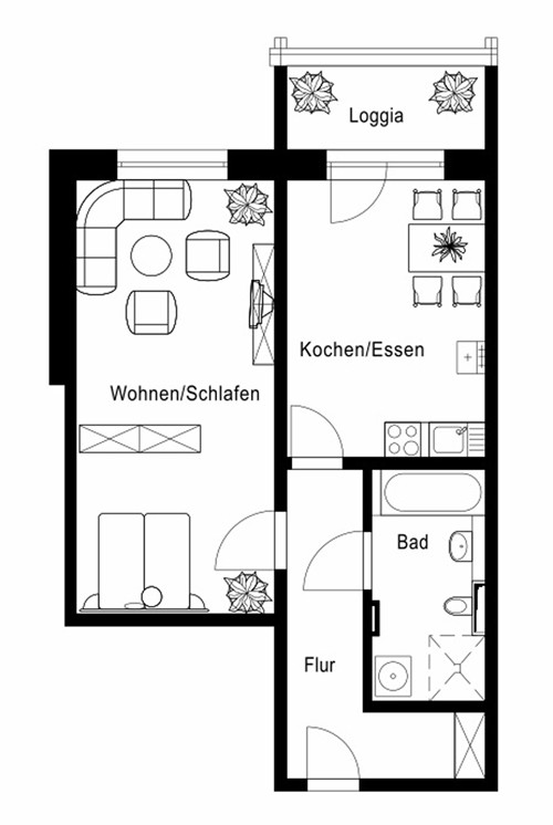 2 Raum Wohnung Leipzig
 Gerichtsweg 14 2 Raum Wohnung Typ B