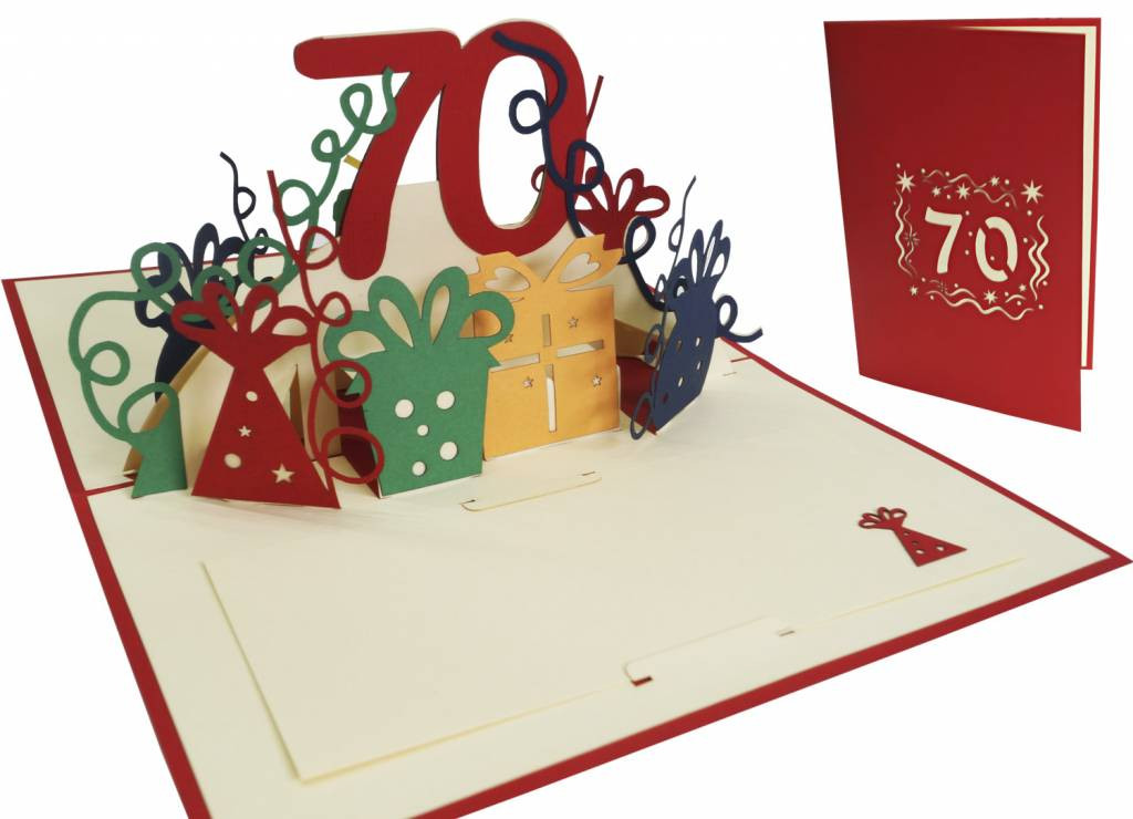 3D Geburtstagskarten
 Pop Up Geburtstagskarte zum 70 Geburtstag rot Pop Up