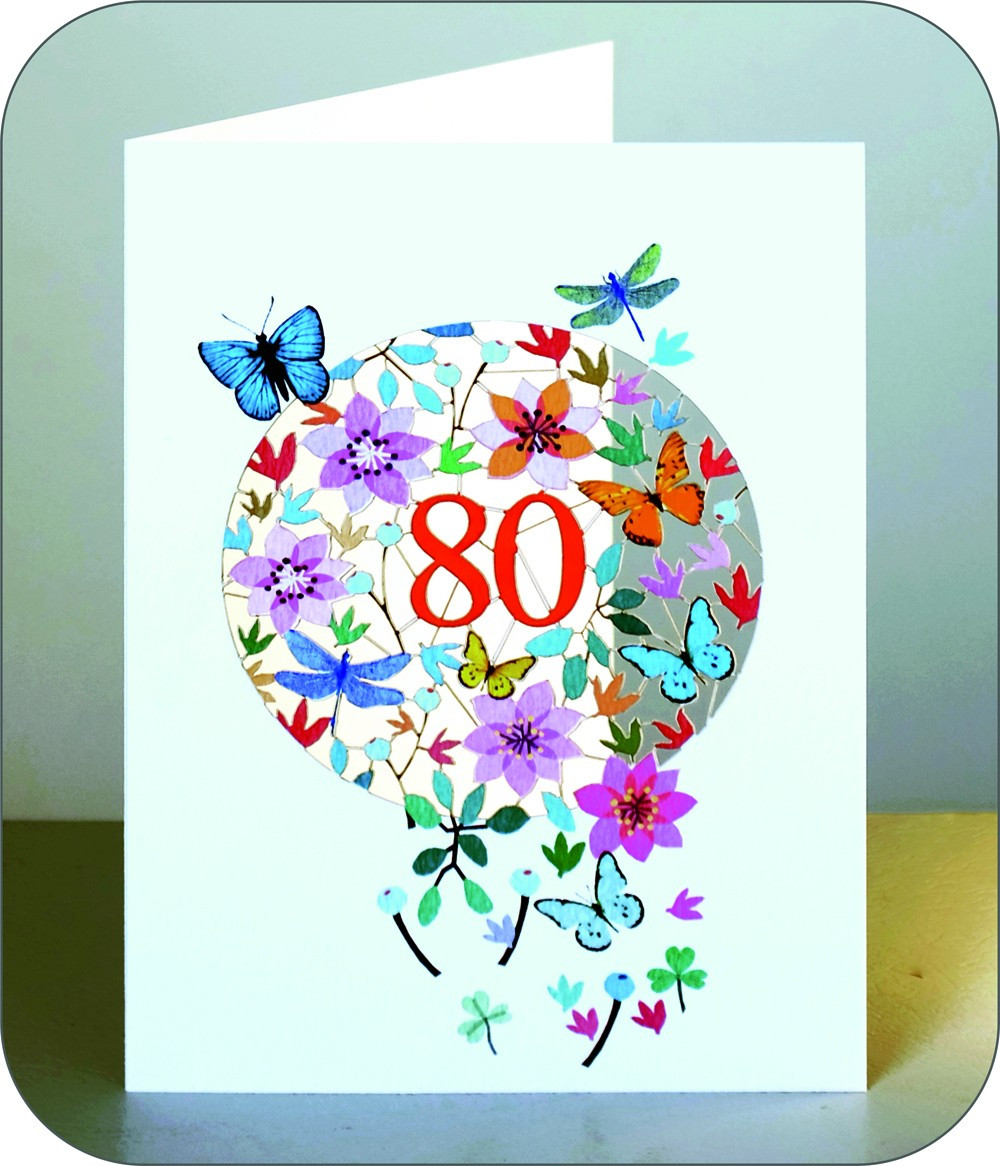 80 Geburtstag Blumen
 80 Geburtstag Laserschnitt Kunst Karte 3D Blumen