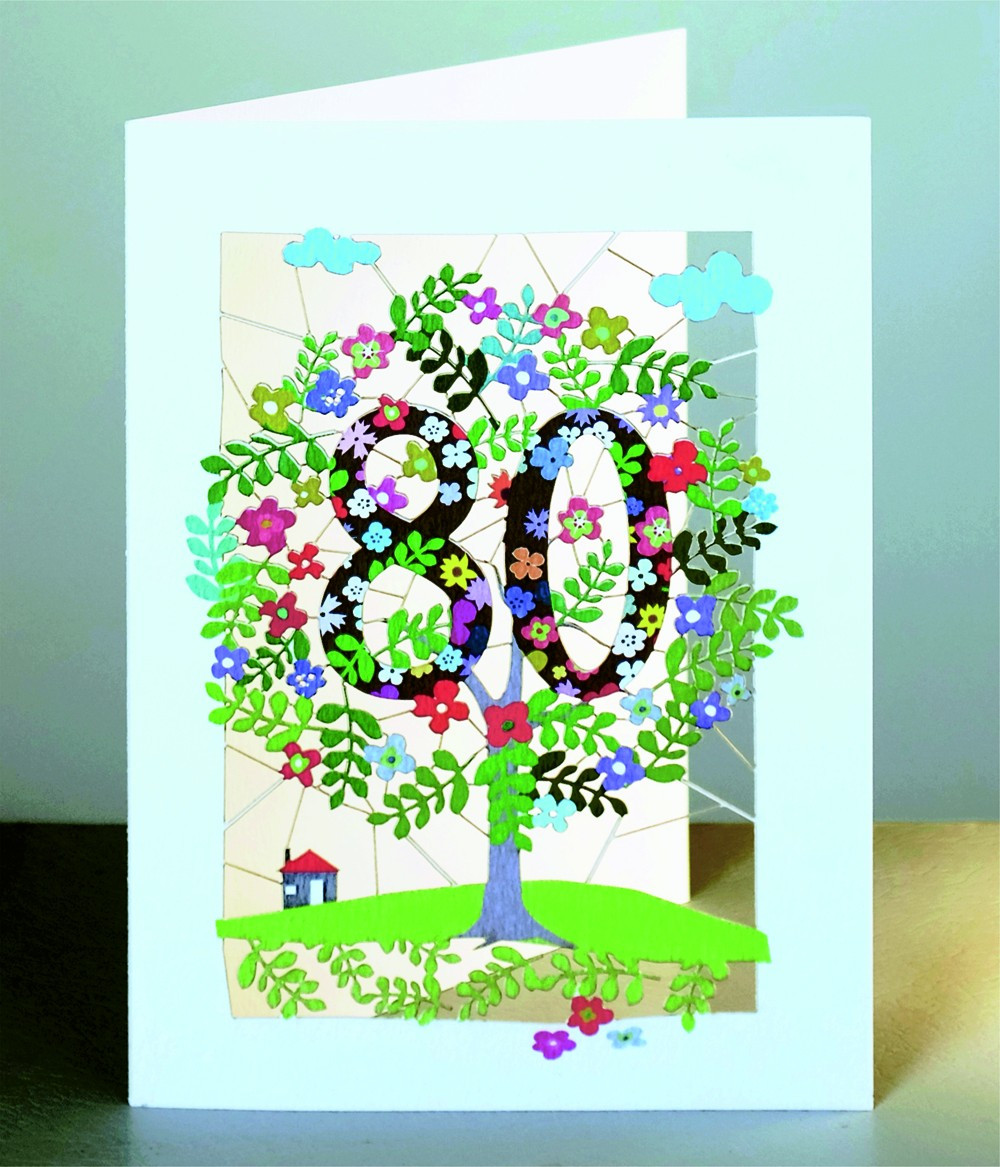 80 Geburtstag Blumen
 80 Geburtstag Laser Cut Karte 3D Geburtstagskarte Blumen