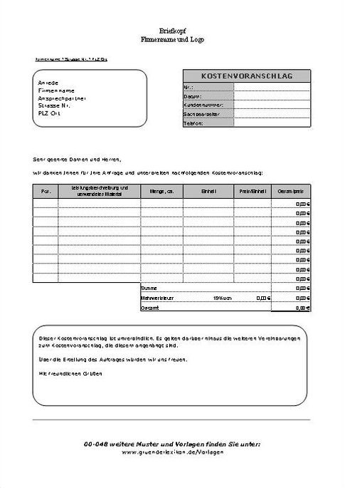 Auftragszettel Handwerk
 Kostenvoranschlag vs Angebot Wo liegt der Unterschied