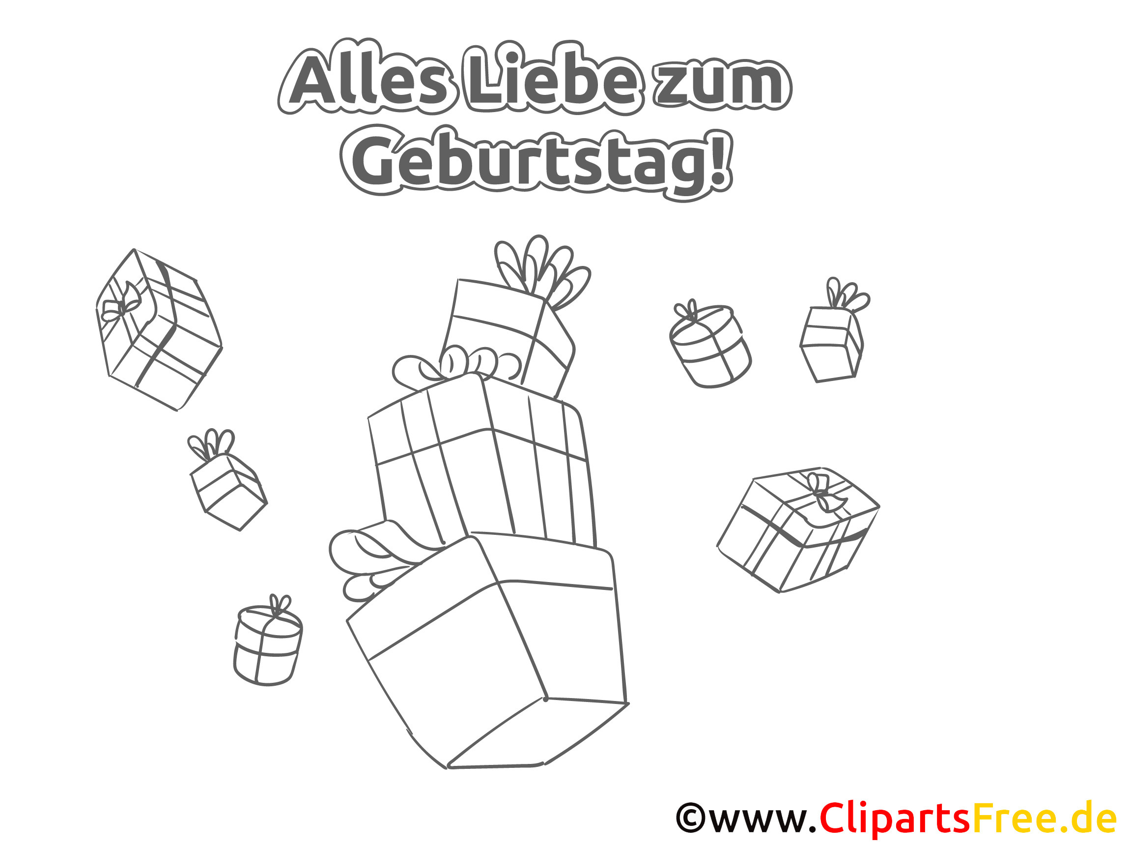 Ausmalbild Geschenke
 Geburtstag Ausmalbild Geschenke