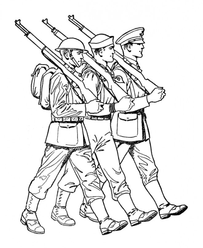 Ausmalbilder Bundeswehr
 Coloriage Soldat marche dessin gratuit à imprimer