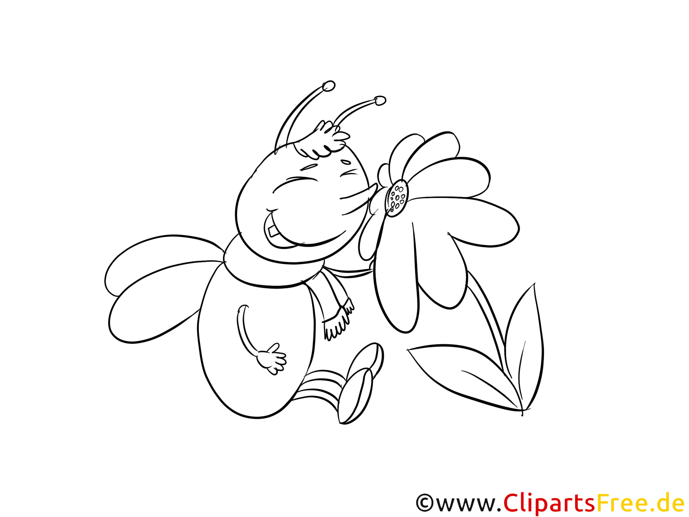 Ausmalbilder Insekten
 Käfer und Blume Malvorlage