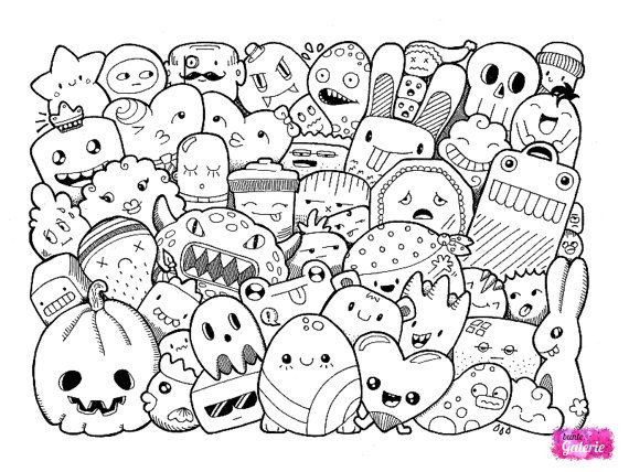 Ausmalbilder Kawaii Food
 Doodle Monster Ausmalbilder