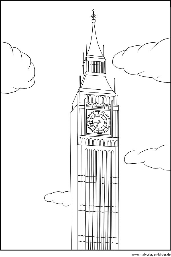 Ausmalbilder London
 Ausmalbild Big Ben oder Elizabeth Tower in Londen