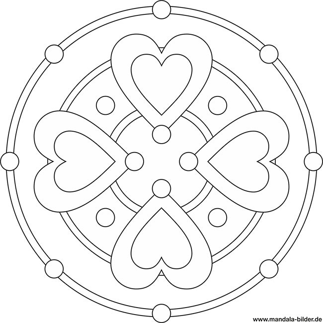 Ausmalbilder Mandala Herzen
 Gratis Mandala mit Herzen – Herzform