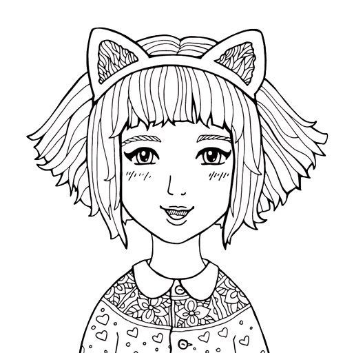 Ausmalbilder Manga Mädchen
 Kostenloses Ausmalbild Manga Mädchen mit Katzenohren