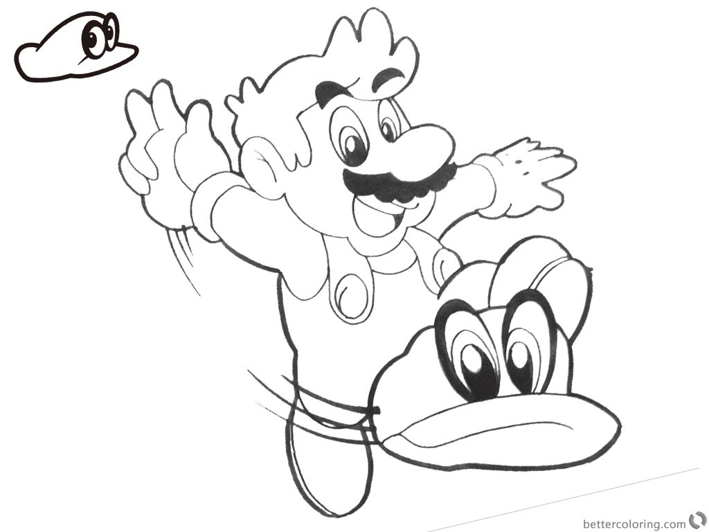 Ausmalbilder Mario Odyssey
 Super Mario Odyssey Coloring Pages Retro style Free