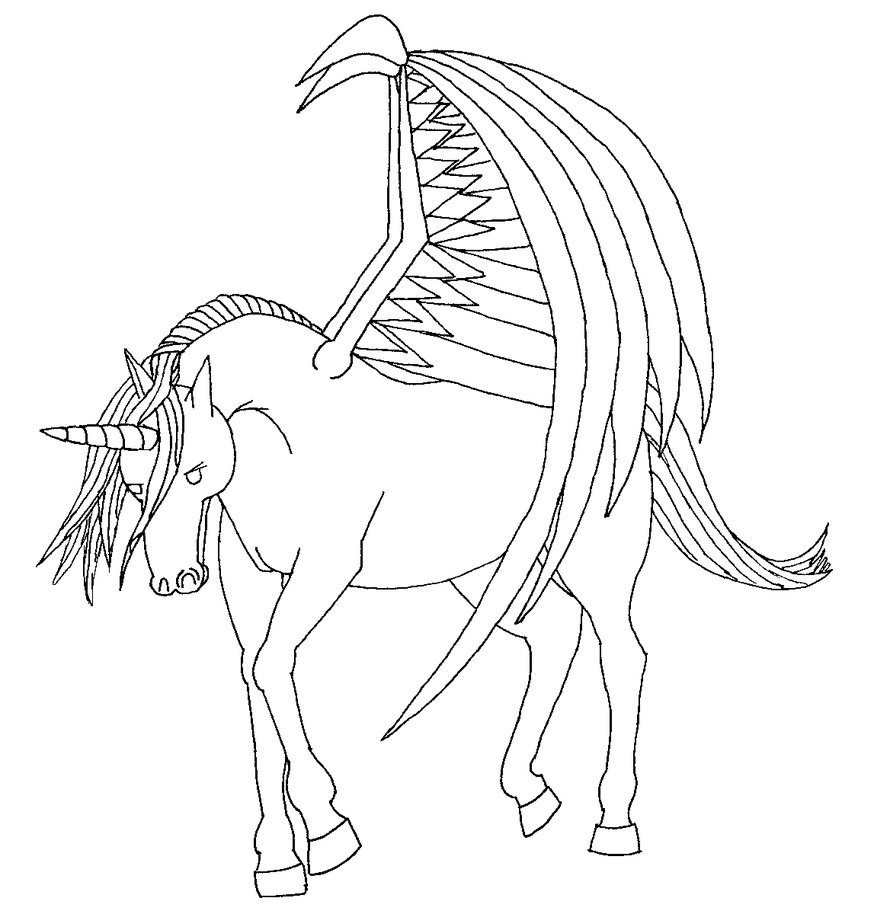 Ausmalbilder Pferde Mit Flügel
 unicorn with wings lineart by royalphoenix on DeviantArt