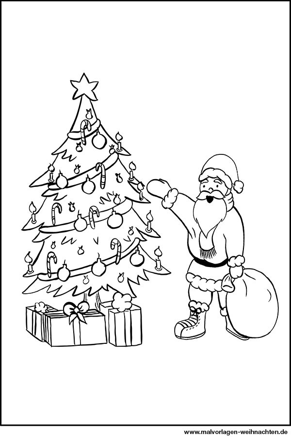 Ausmalbilder Weihnachten Tannenbaum Mit Geschenken
 Weihnachtsmann Weihnachtsbaum Geschenke Ausmalbild