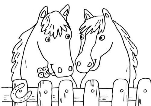 Ausmalbilder Zum Ausdrucken Pferde
 Kostenlose Malvorlage Pferde Zwei Pferde zum Ausmalen zum