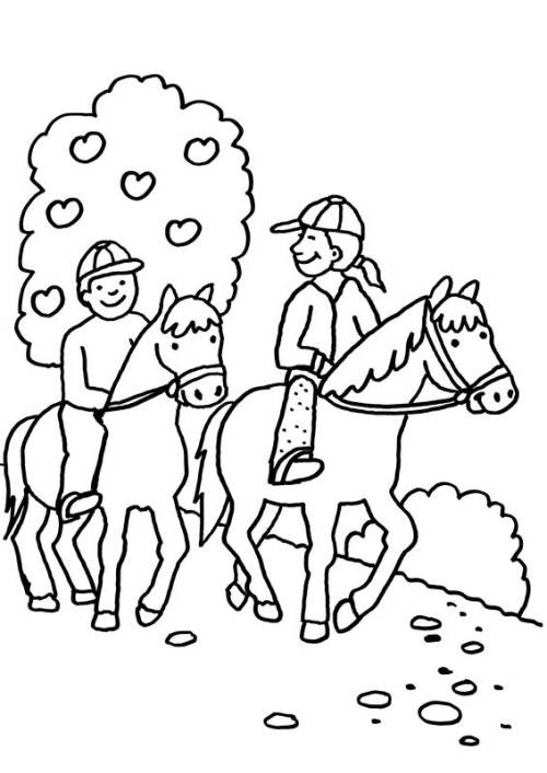 Ausmalbilder Zum Ausdrucken Pferde
 Kostenlose Malvorlage Pferde Zwei Pferde beim Ausritt zum