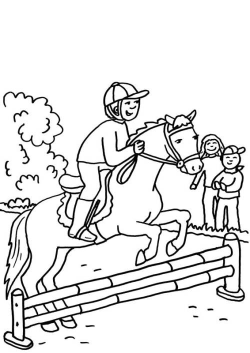 Ausmalbilder Zum Ausdrucken Pferde
 Kostenlose Malvorlage Pferde Pferd beim Springreiten zum