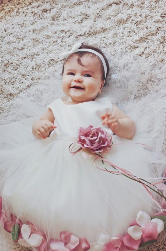 Baby Hochzeit
 BIMARO Baby Mädchen Babykleid Vivien creme beige Taufkleid