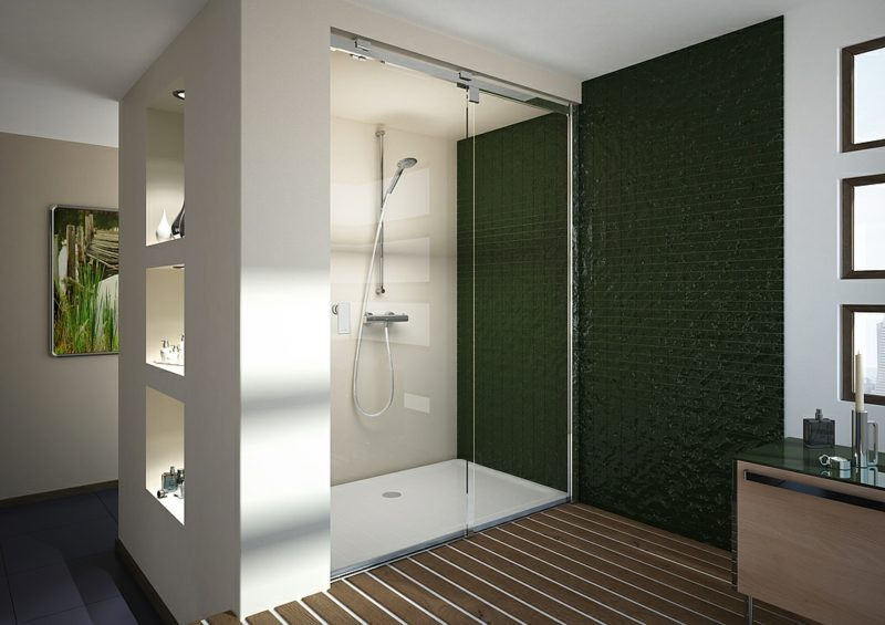 Badezimmer Gestaltungsideen
 Gemauerte Dusche als Blickfang im Badezimmer Vor und