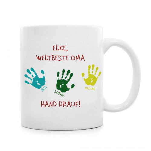 Beste Oma Geschenke
 Tasse für Oma Hand drauf