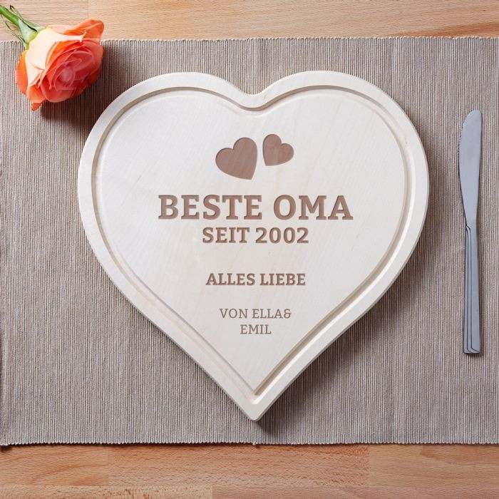 Beste Oma Geschenke
 Graviertes Holzherz Beste Oma von Herzen mit Datum und Namen