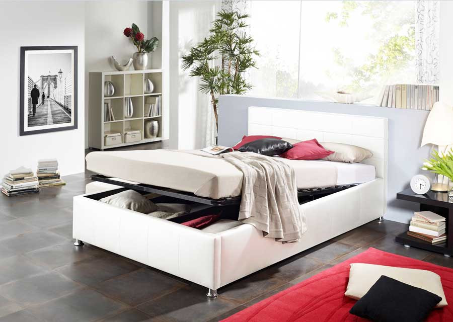 Bett 160x200 Weiß
 Bett 160x200 weiß mit bettkasten für schlafzimmer