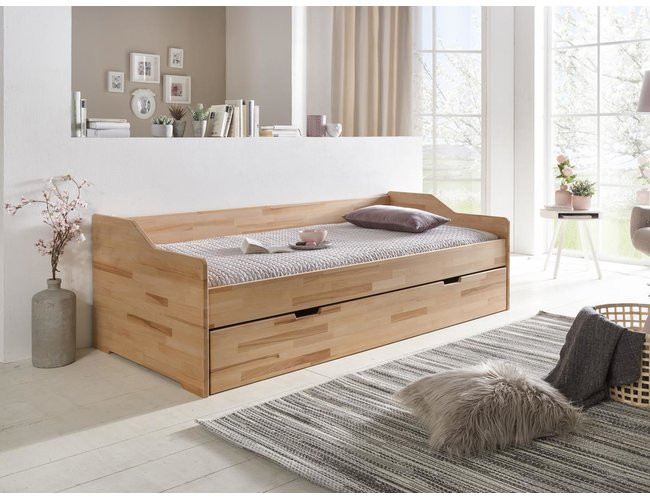 Bett Mit Gästebett
 Bett Gästebett Kernbuche massiv mit Auszugfunktion 481 80