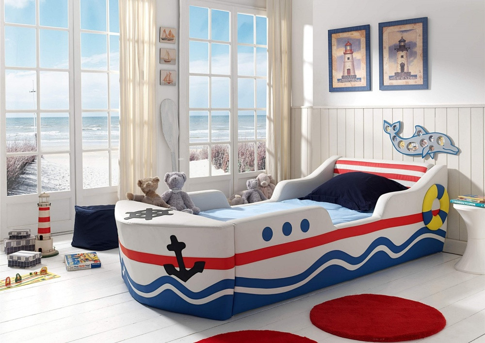 Bett Schiff
 Schiff Kinderbett Boot Bett weiss rot