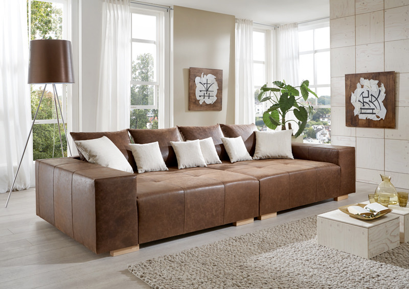 Big Sofa Leder
 Big Sofa Antik Leder Federkern italienisches Annilinleder