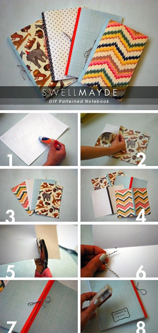 Buch Binden Diy
 DIY patterned notebook Päiväkirja Pinterest