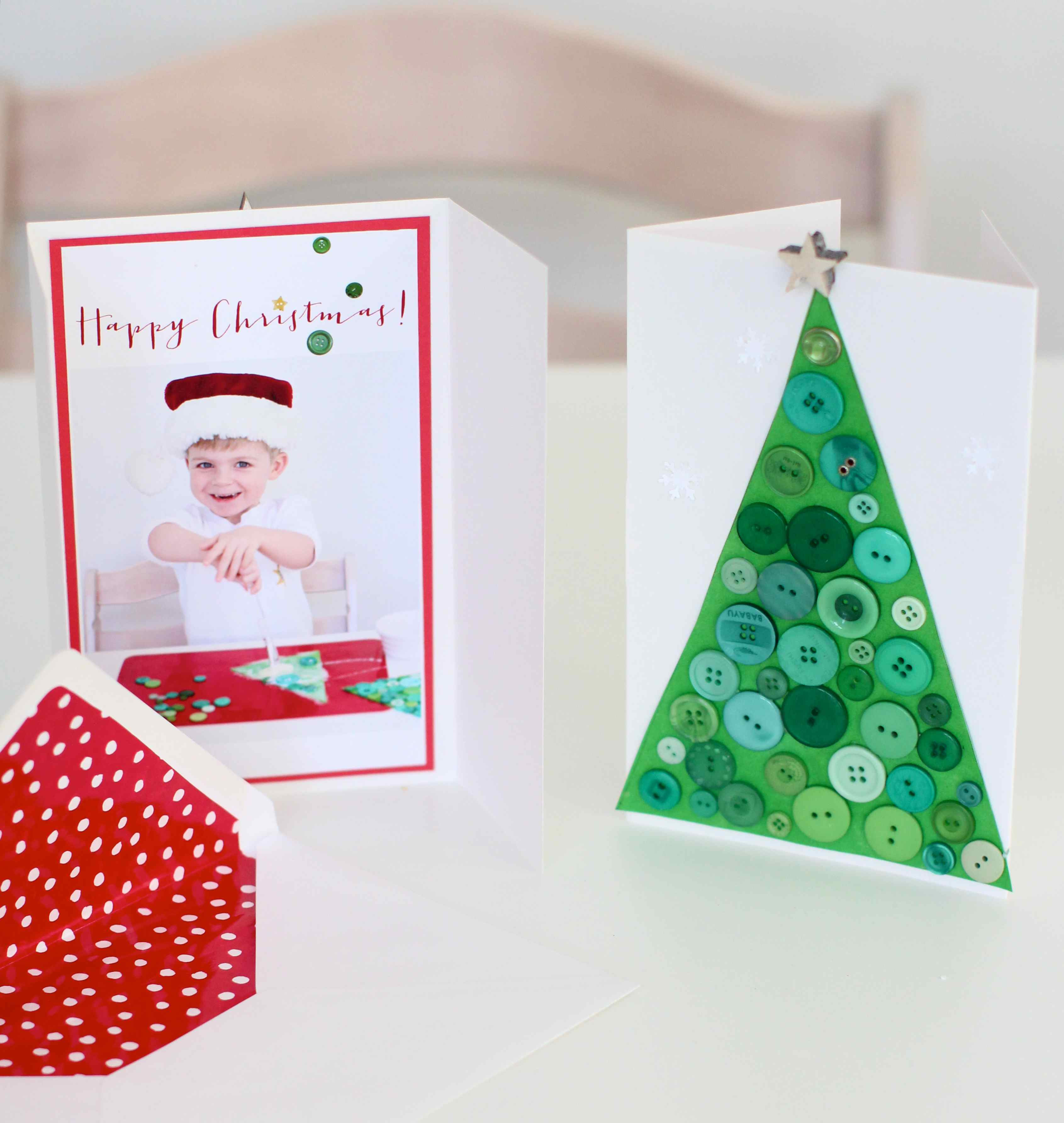 Christmas Card Diy
 Messy play DIY Button Christmas Cards