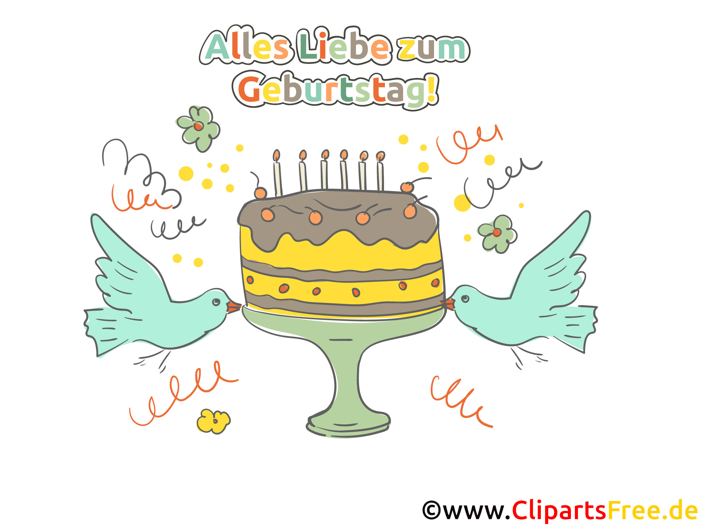 Clipart Geburtstagstorte
 Geburtstagstorte mit Kerzen Clipart Karte zum Drucken