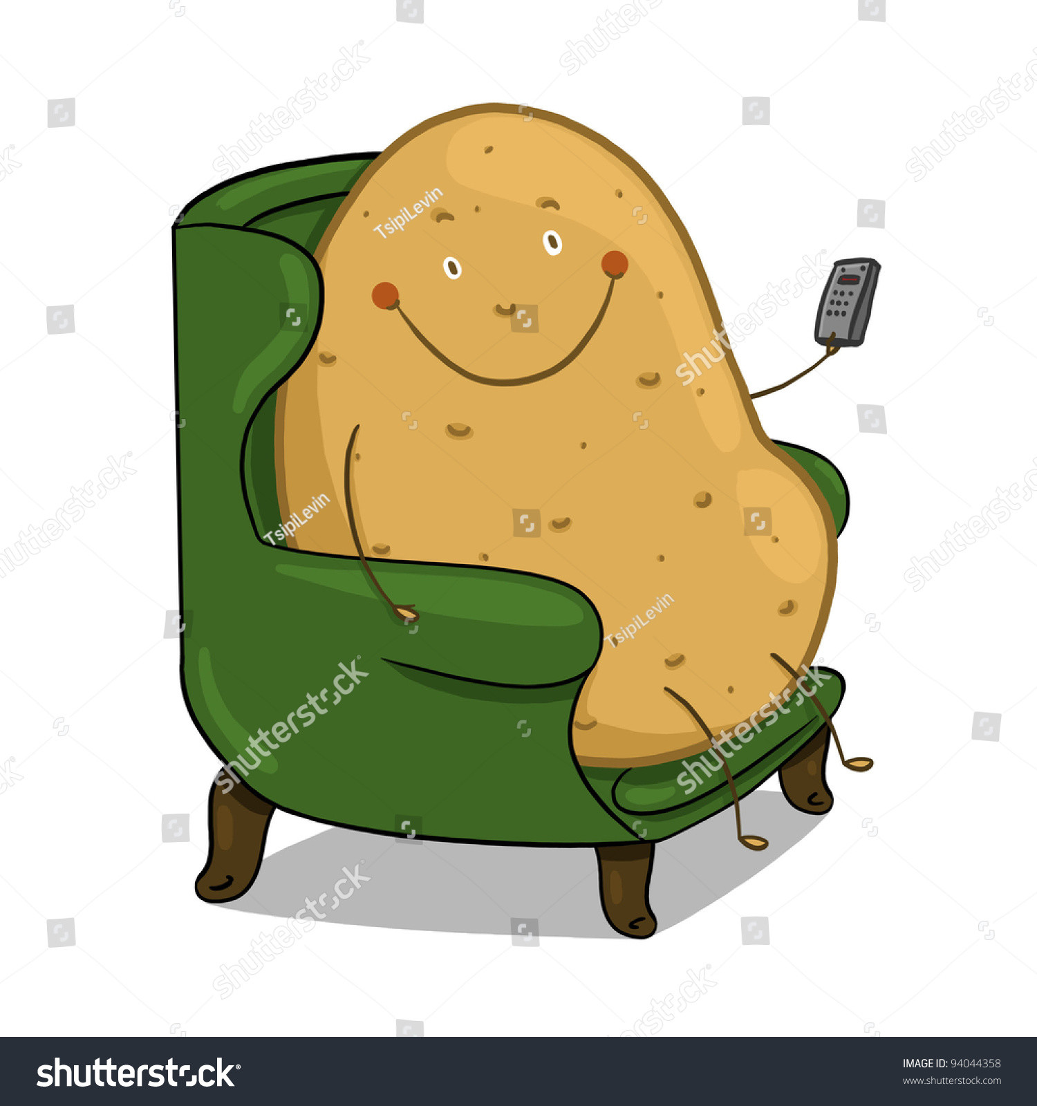 Couch Potato
 Couch Potato Illustration Smiling Potato Sitting Stock