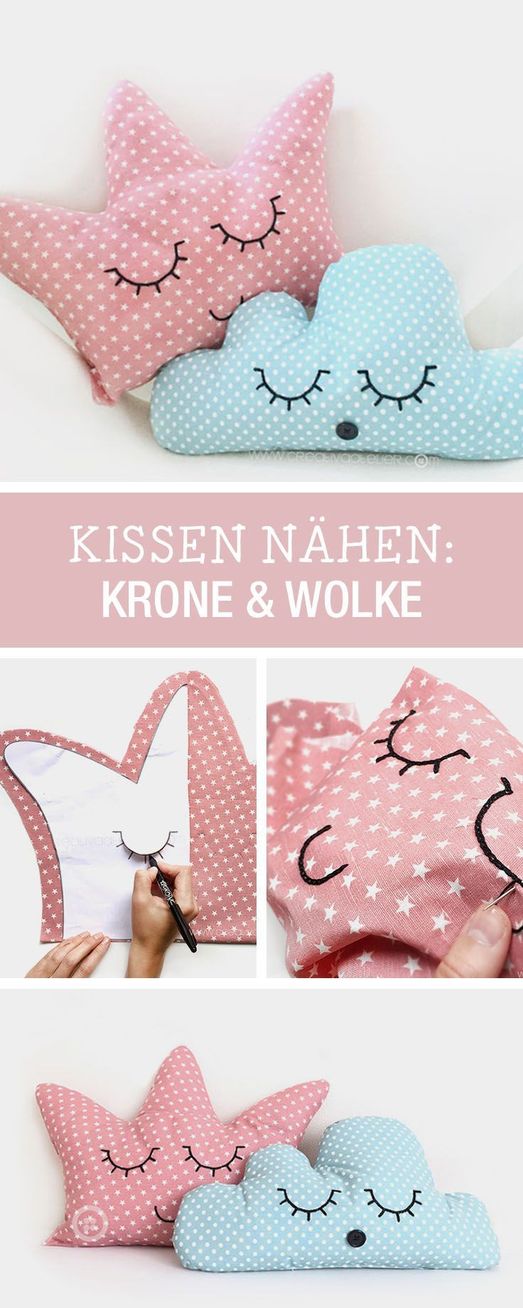 Diy Anleitungen
 DIY Anleitung Kissen als Krone und Wolke nähen via