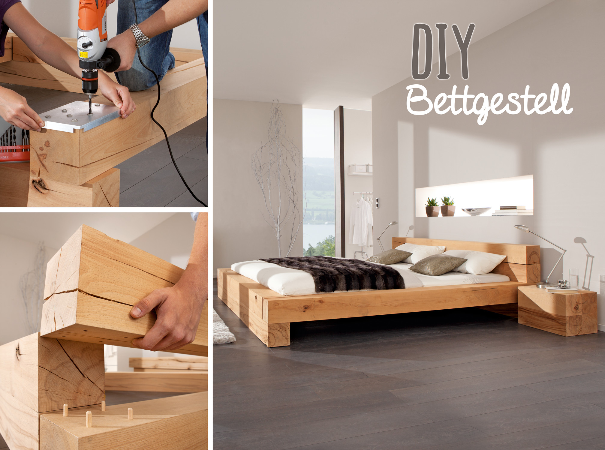 Diy Bettgestell
 Massiv Blox Holzbalken Do It Yourself