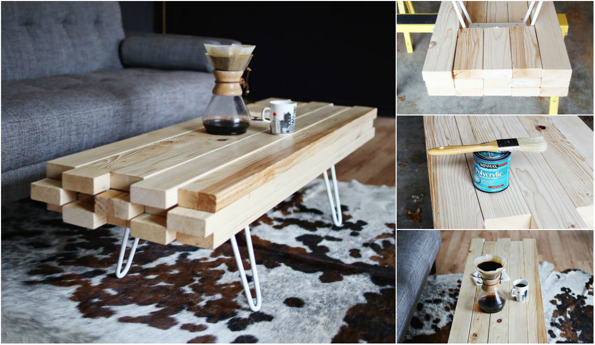 Diy Com
 DIY Wooden Coffee Table With Metal Hairpin Legs