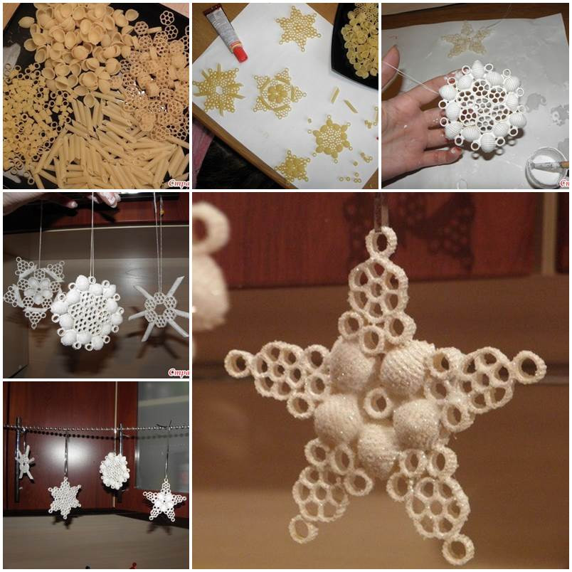 Diy Creative
 Creative Ideas DIY Pasta Snowflake Ornaments