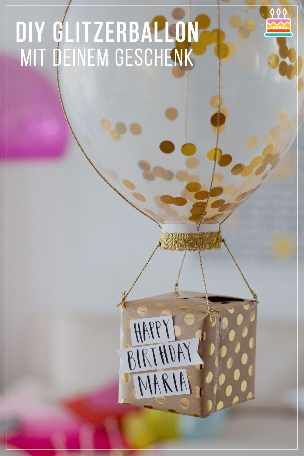 Diy Geburtstag
 DIY Geschenkverpackung Glitzerballon mit Geschenk