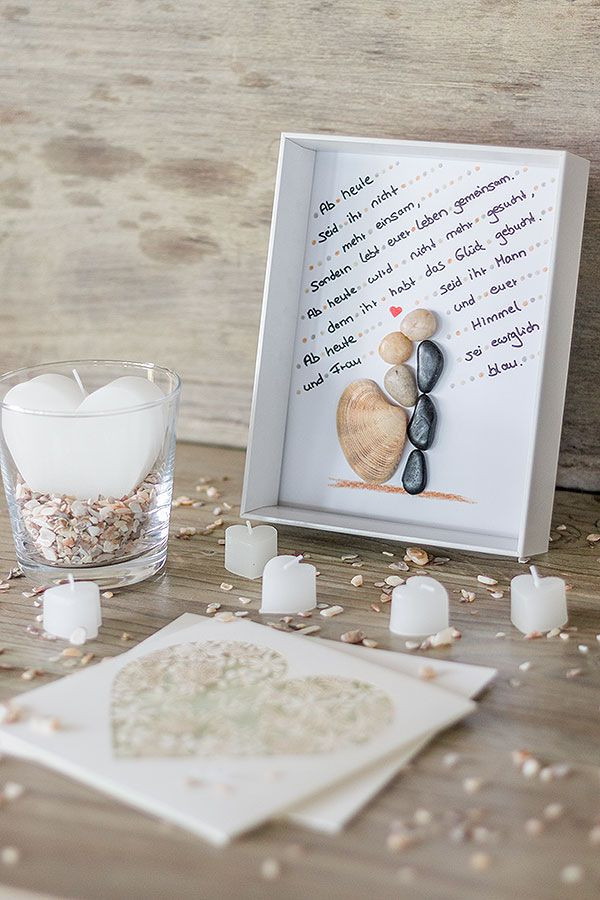 Diy Geldgeschenke
 DIY Bilderrahmen zur Hochzeit mit Brautpaar aus Steinen