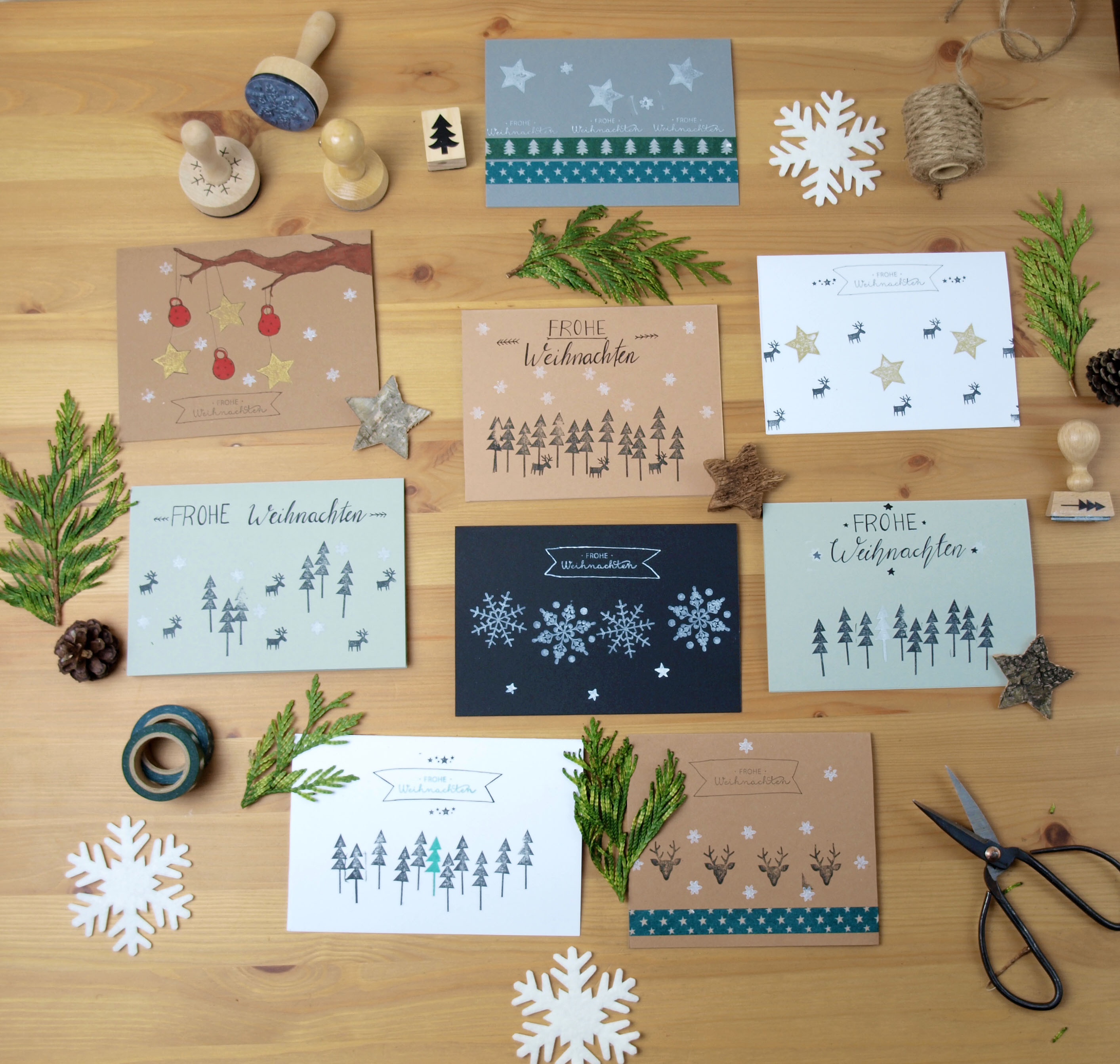 Diy Karten
 DIY Individuelle Weihnachtskarten mit Stempeln gestalten