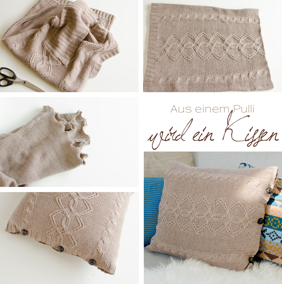 Diy Kissen
 Raus aus dem Grau upcycling mit Think Leelah Loves