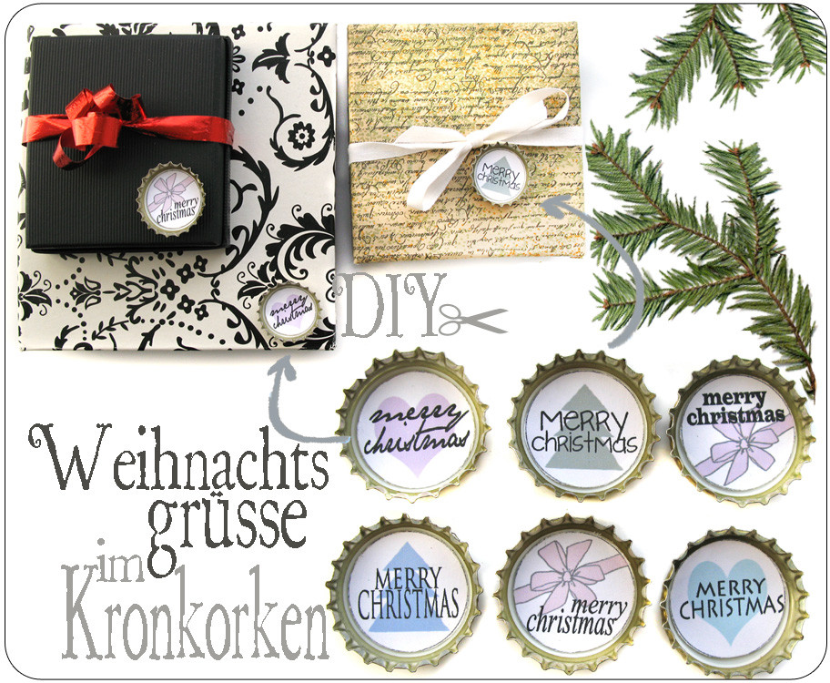 Diy Kronkorken
 Alessas Blog DIY Weihnachtsgrüße im Kronkorken