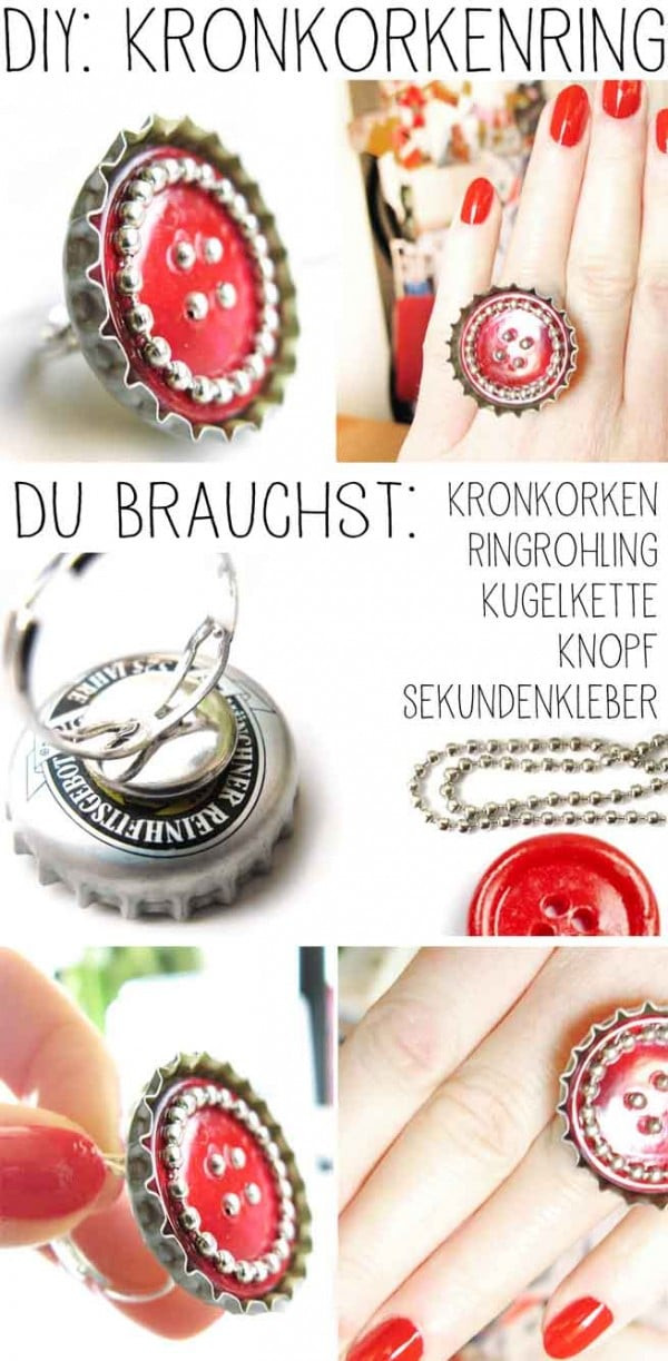 Diy Kronkorken
 DIY Ring aus Kronkorken Handmade Kultur