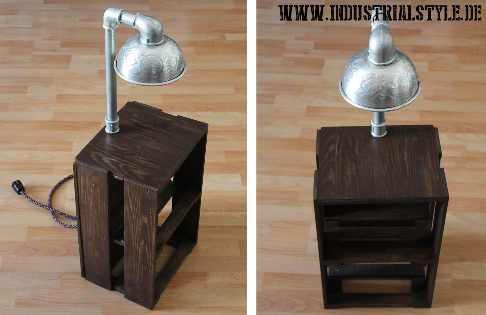 Diy Lampe Holz
 Industrialstyle DIY Industrial Style Nachttisch aus