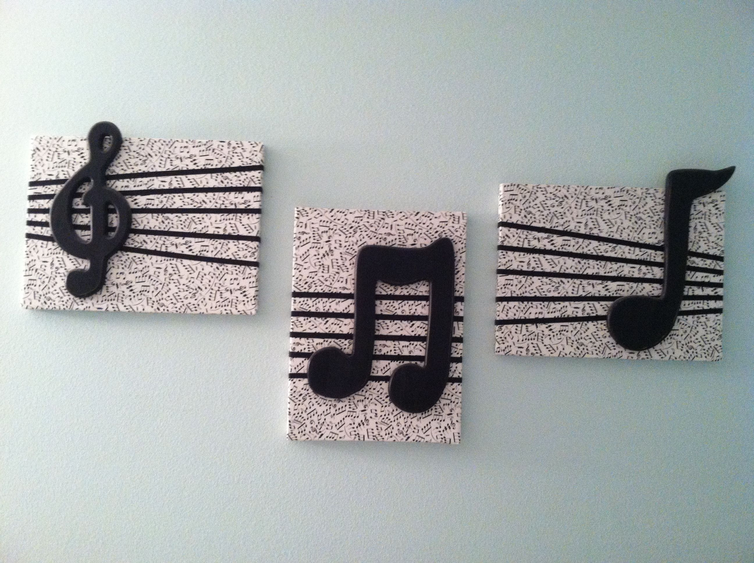 Diy Music
 DIY wall decor Cover canvas squares with music note