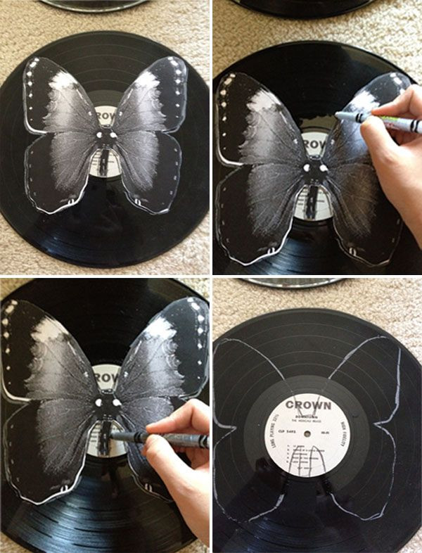 Diy Schallplatten
 diy vinyl butterflies Schmetterlinge aus Schallplatten