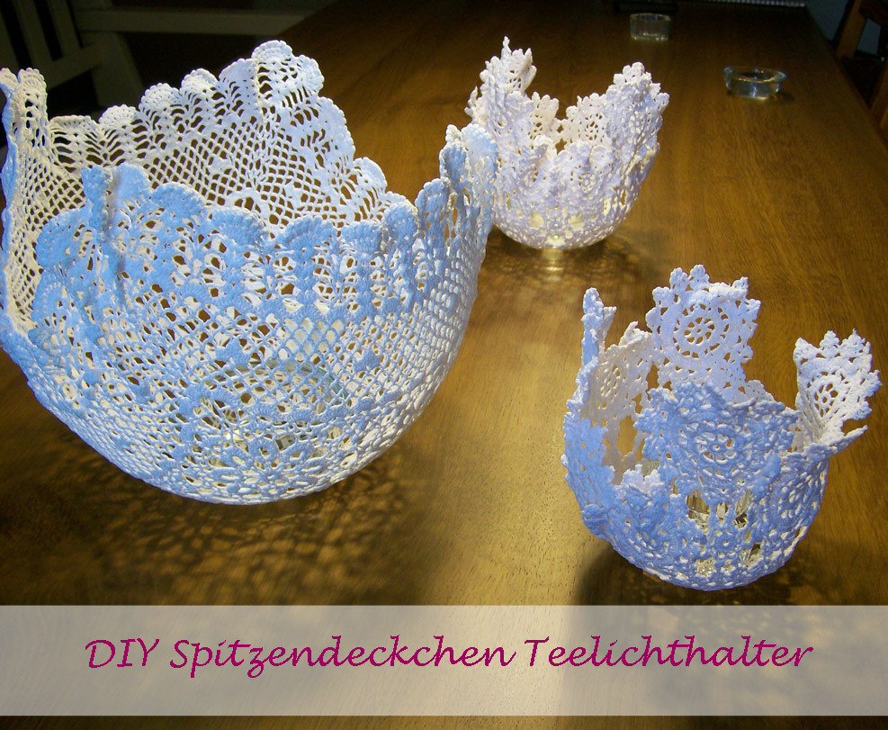 Diy Teelichthalter
 DIY Spitzendeckchen Teelichthalter Hochzeitsdeko