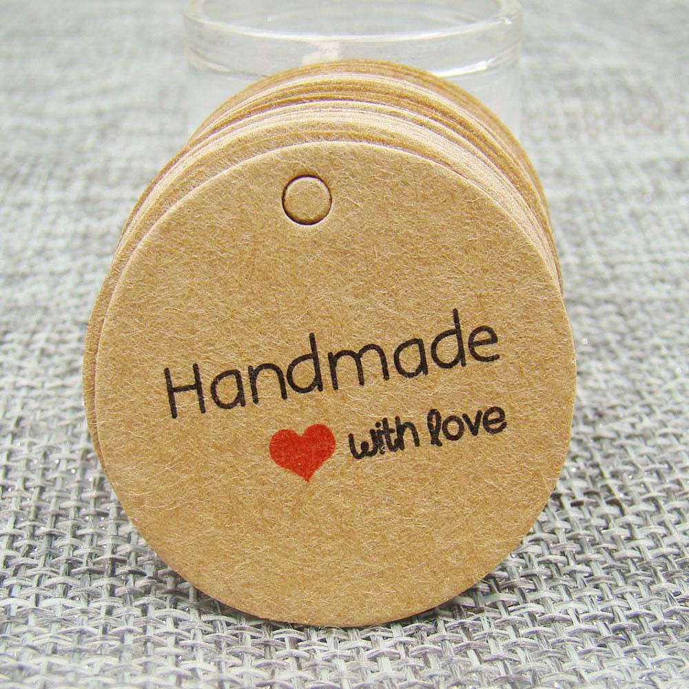 Diy With Love
 1 18inch 100pcs kraft print paper hand made tag with love