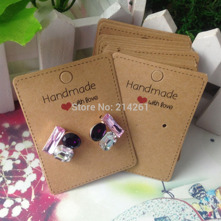 Diy With Love
 DIY Hand Made With Love Kraft Earring Card For 1 pair