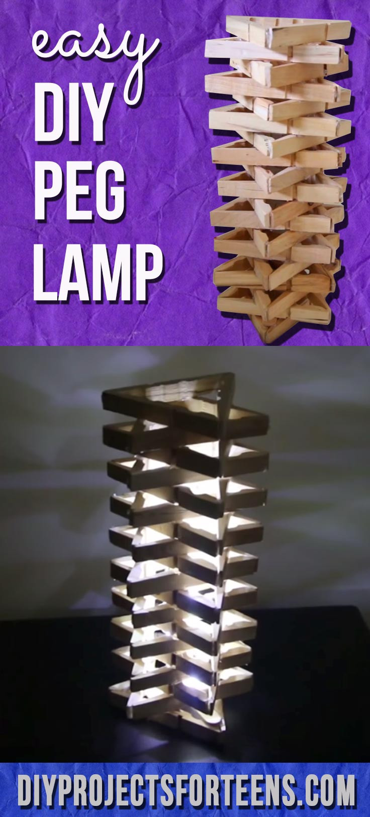 Easy Diy
 Easy and Awesome Clothespin Lamp