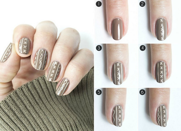 Einfaches Nageldesign Zum Selber Machen
 Nageldesign für den Winter Knit Nails als aktueller