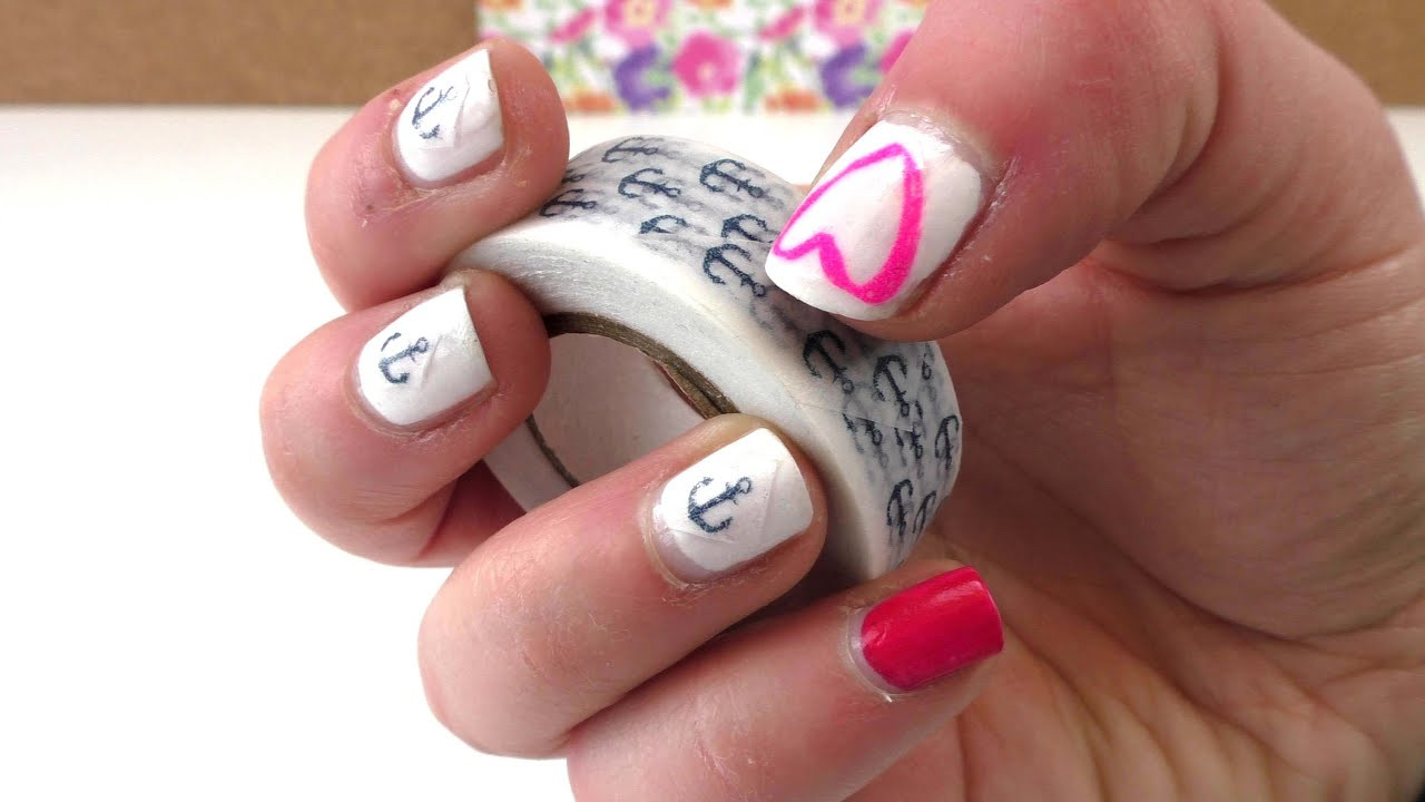 Einfaches Nageldesign Zum Selber Machen
 Nail Design mit Washi Tape selber machen DIY Fingernägel